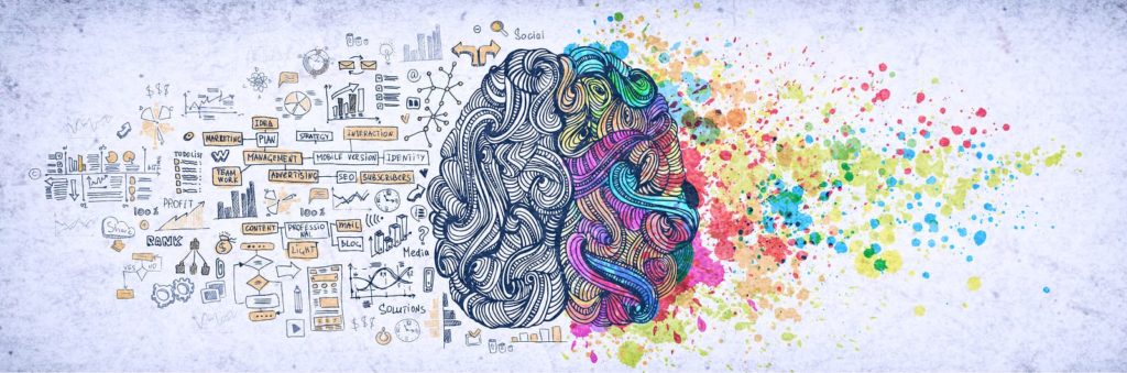 Drawn picture of a brain showing business intelligence