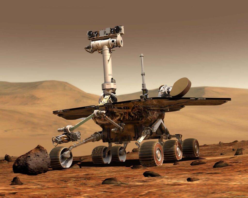 Image of a rover traversing mars visualization