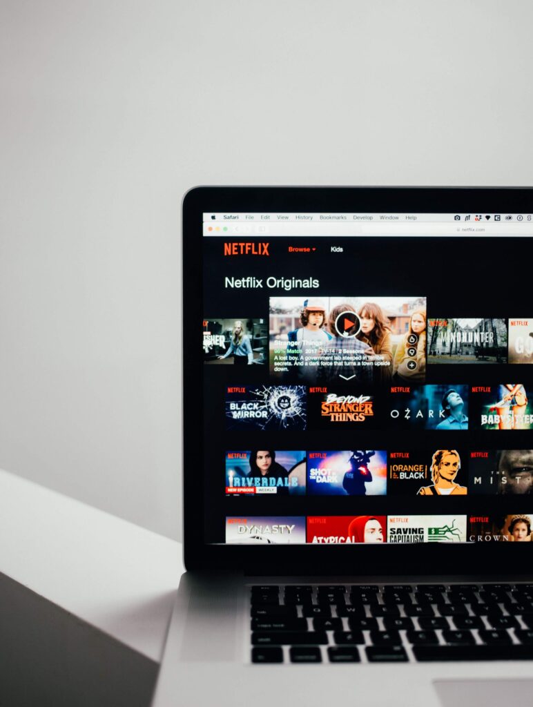 Laptop with netflix application