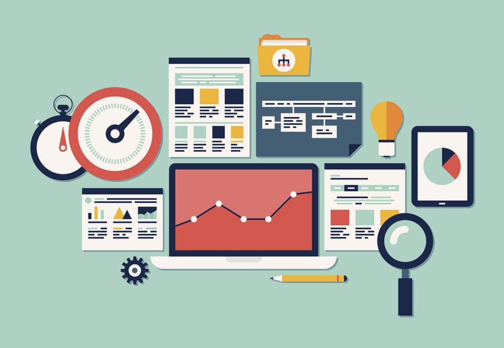 Icon portraying data and time being used in order to create graphs