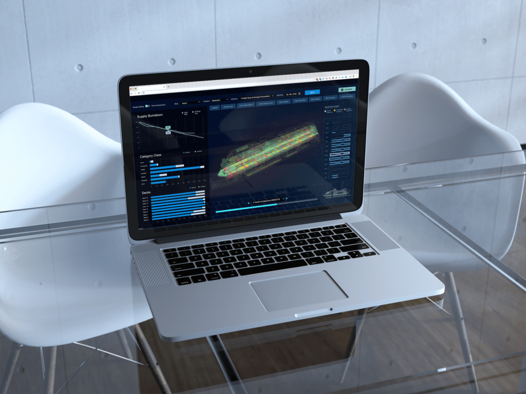 Dashboard depicting 3D ship data visualization for Celebrity Cruises